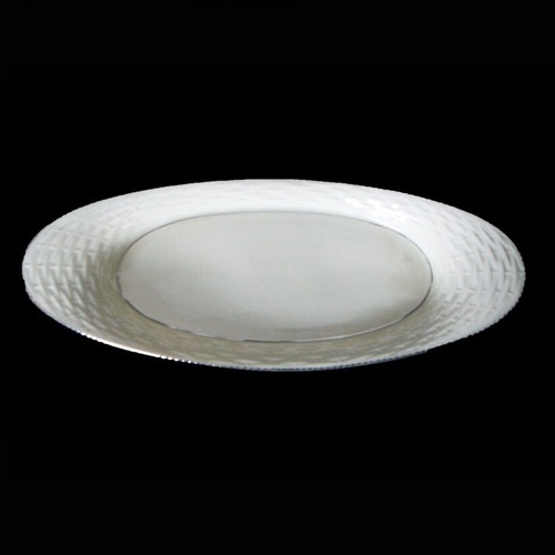 Lenox Bone China Platte cremeweiß Korbgeflecht Rand Silberrand 13,5"x6,25" - Bild 2 von 4