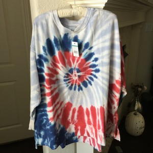 red and blue tie dye sweatshirt