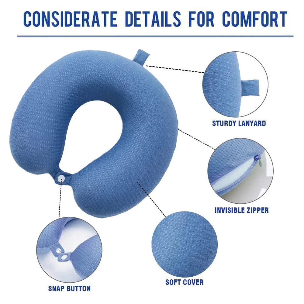 Memory Foam Travel Neck Pillow for Sleep Support and Comfort