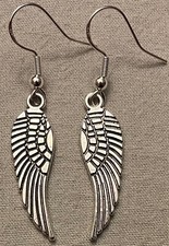 WINGS EARRINGS - Pewter with Sterling Silver Ear Wires BIRD ANGEL FAIRY ICARUS 2