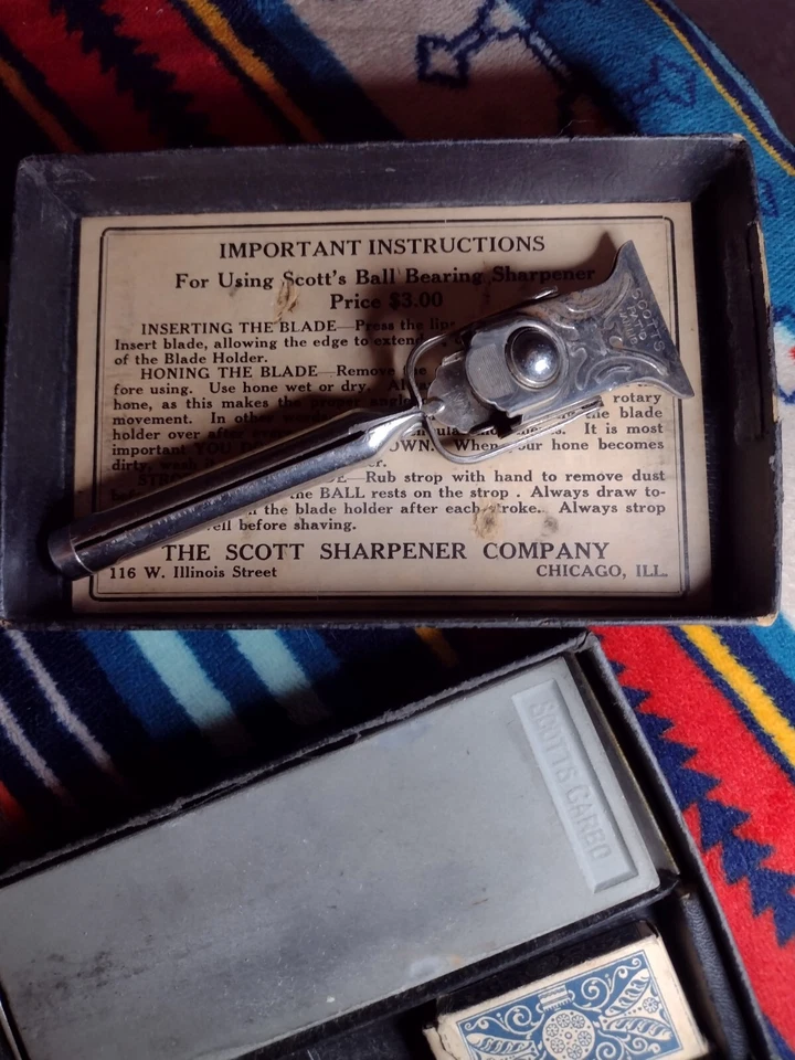 * DE COLECCIÓN * Afilador de rodamientos de bolas Scotts piedra de afilar antigua afilar PAT 1918 Foto 3 de 4