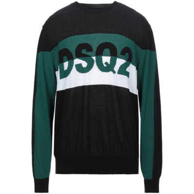 DSQUARED2 Jumper Crew Neck Logo Sweater Black Green Size XL - RP £425.00
