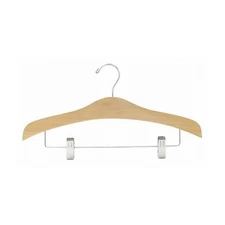 Only Hangers 16" Natural Decorative Wooden Suit Hanger w/ Clips Pack of 10