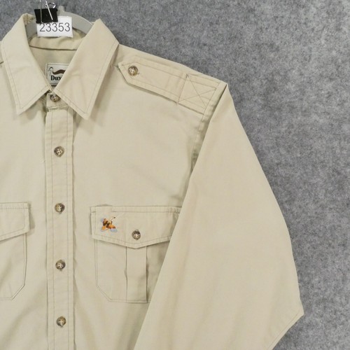 Duxbak Shirt Mens Large Long Sleeve Button Up Tan Safari Hunting Outdoor - Picture 6 of 14