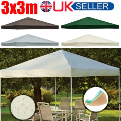 3x3M 1-Tier Waterproof Gazebo Top Replacement Canopy Sunshade Patio Garden Cover
