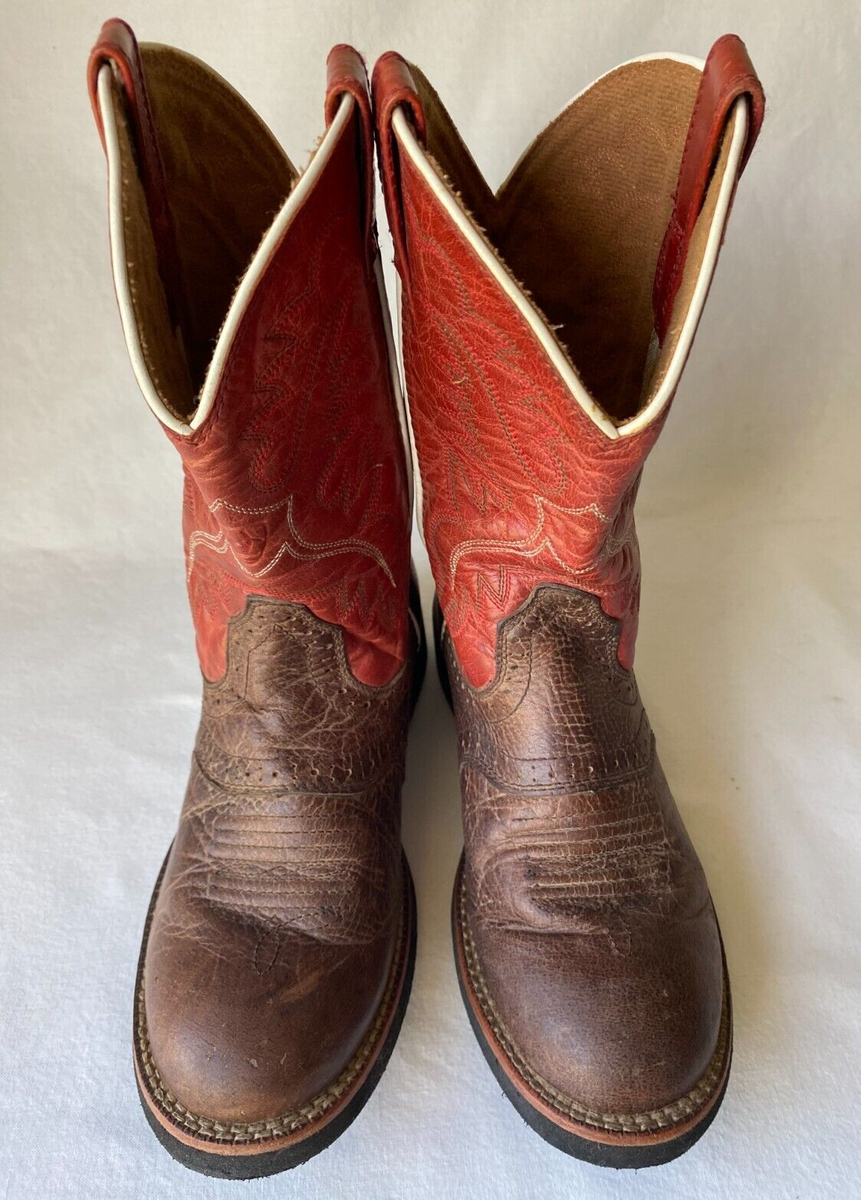Ariat Heritage Crepe Western Boot Kids Brown Red Leather 4LR