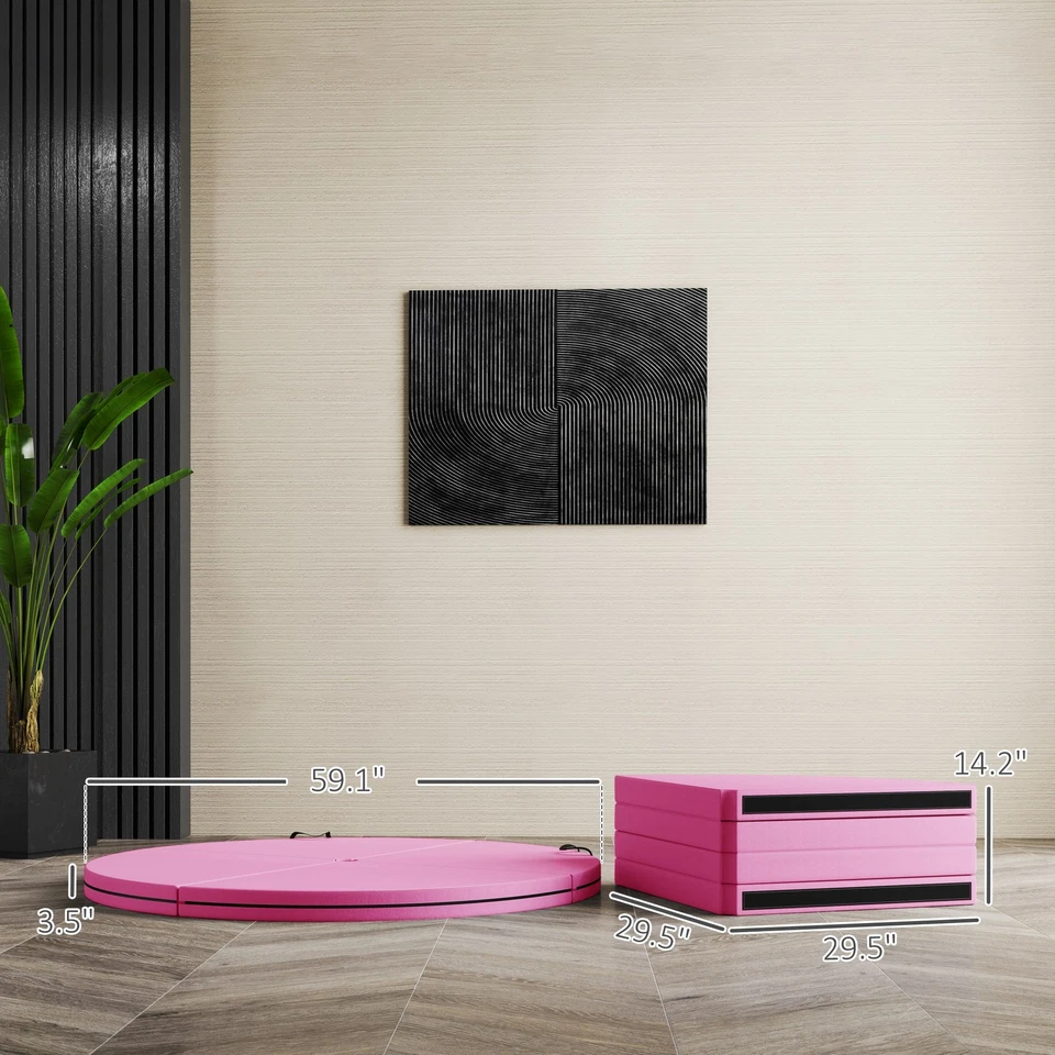 Alfombra de choque plegable Pole Dance con asas, rosa Foto 2 de 4