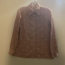 70s Style Vtg John Meyer Blouse S Abstract Patterned Long Sleeved Button Up