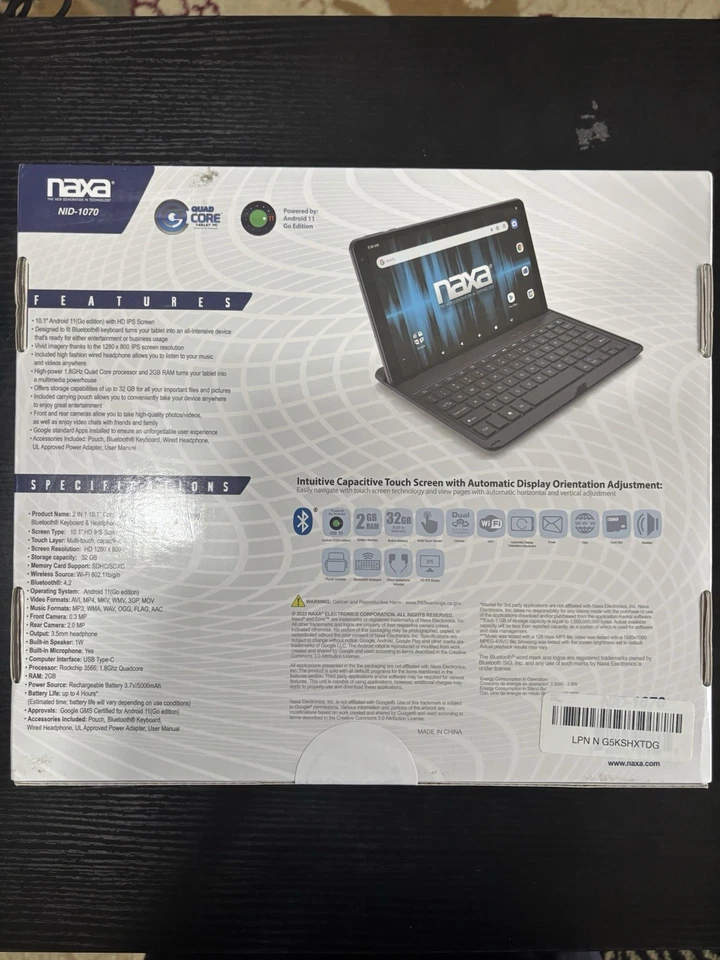 Tablet Naxa NID-1056 10.1" Android 11 10.1 Core Android 11 Paquete Foto 2 de 2