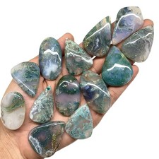 15 Pcs Natural Moss Agate 28-41mm Loose Cabochon Pendant Size Gemstones Lot