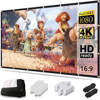 Projector Screen 150 Inch, 4K Movie Projector Screen 16:9 HD Foldable and Portab