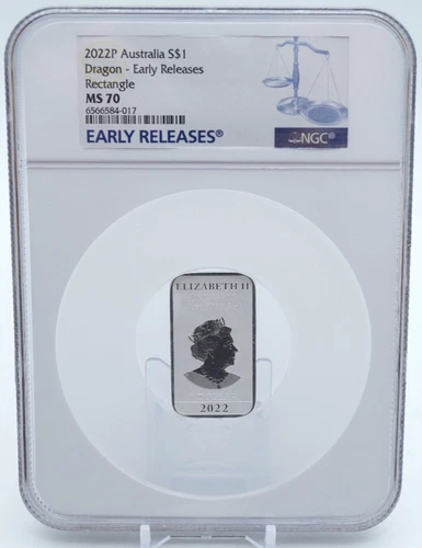2022P Australia Silver Dollar Bar Dragon Early Releases Rectangle NGC MS70 -F173