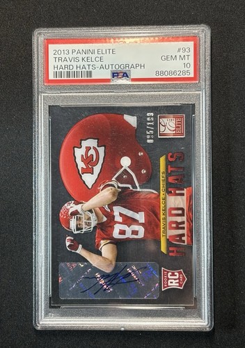 2013 Panini Elite TRAVIS KELCE Hard Hats Signatures RC AUTO  /199 PSA 10 CHIEFS