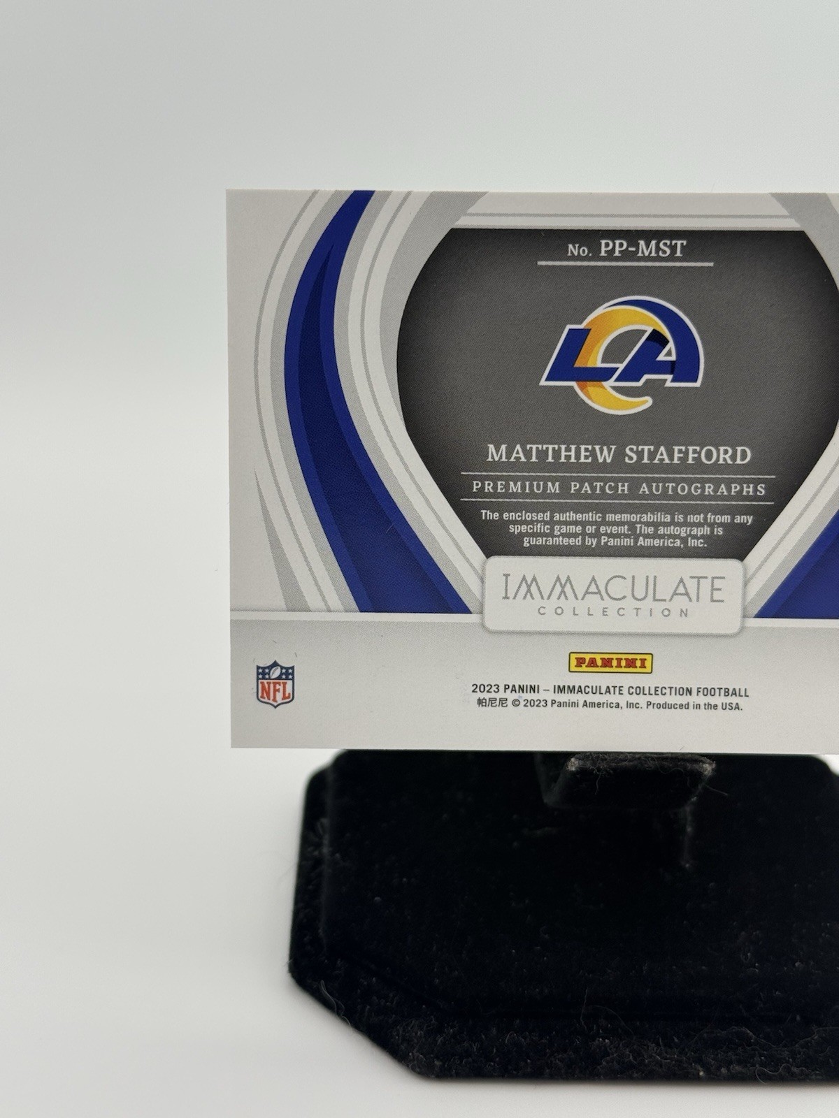 2023 Immaculate, MATTHEW STAFFORD 21/49 Premium Patch Auto - LA RAMS view 5