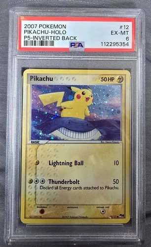 PSA 6 Pikachu 12/17 Holo Inverted Back Error POP Series 5  Pokemon Card 2007 (4)