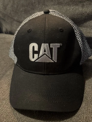 Caterpillar Hat Snap Back Trucker Mesh Cap Cat Logo Workwear Black Official Lic.