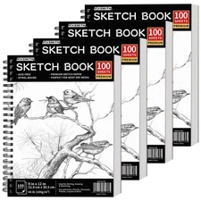 9X12 Sketch Book | 400 Sheets (68 lb/100gsm) Sketchbook| 4 Pack (100 Sheets