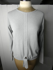 Barefoot Dreams CozyChic Ultra Lite S Light Grey Pullover Sweater Tie Front