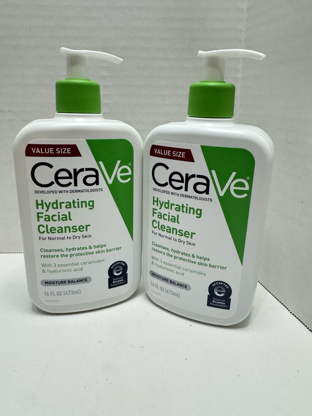 2x CeraVe Hydrating Facial Cleanser Value Size Bottles! For Normal to Dry Skin