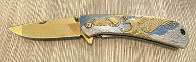 Masters Collection Folding Pocketknife Stainless Clip Point Liner Lock Eagle