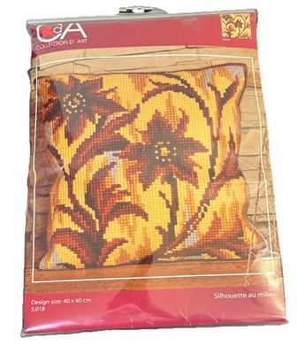 Collection D Art Needlepoint Pillow Kit Floral 40cm Sealed 5.018 DIY 