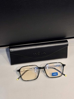 HOYA Japanese Translucent Dark Green Metal & Acetate Full Rim Square Eyeglasses
