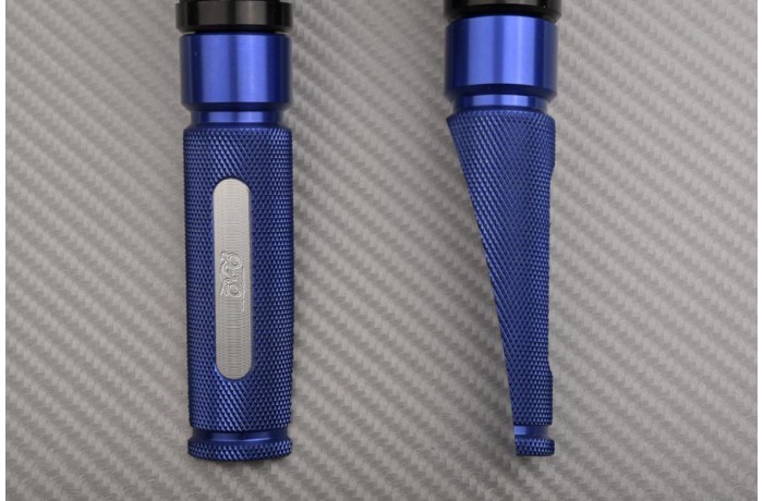 Cale-pieds passager bleu et alu de 9cm pour moto Kawasaki ZH2 2020