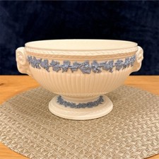 Wedgwood Queens Ware Embossed White & Blue Ro...