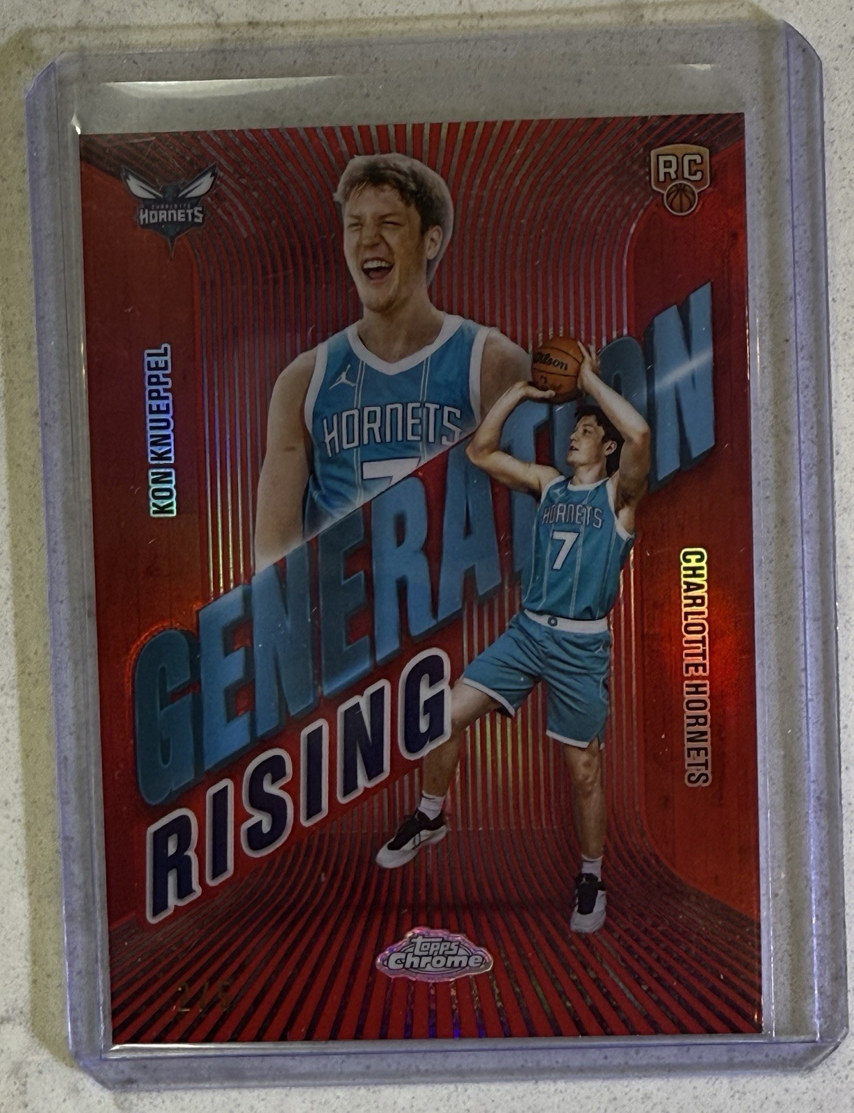 2025-26 Topps Chrome Kon Knueppel Generation Rising Rookie Red #/5 T555