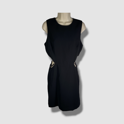 $445 Halston Women's Black Brynn Crepe Cut-Out Mini Dress Size 8 | eBay