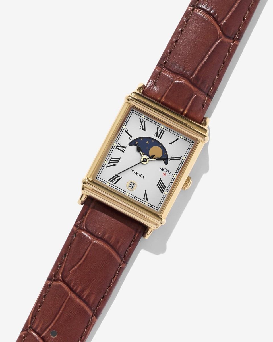 時計 Noah X Timex Moon Phase Watch NOAH x TIMEX Moon Phase Watch Gold Brown Wristwatch Watch