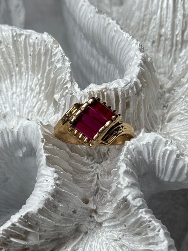 14K YELLOW GOLD RING RUBY SIZE 2.5 - Picture 8 of 15