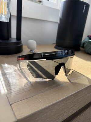 Prada Sunglasses Black Shield Visor Oversized Large Ski PS01YS SPS 01Y 1BO-06F