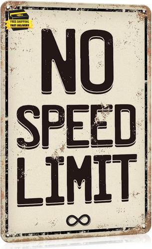 Man Cave Decor Road Signs No Speed Limit Funny Garage Signs Car Room Decor for B