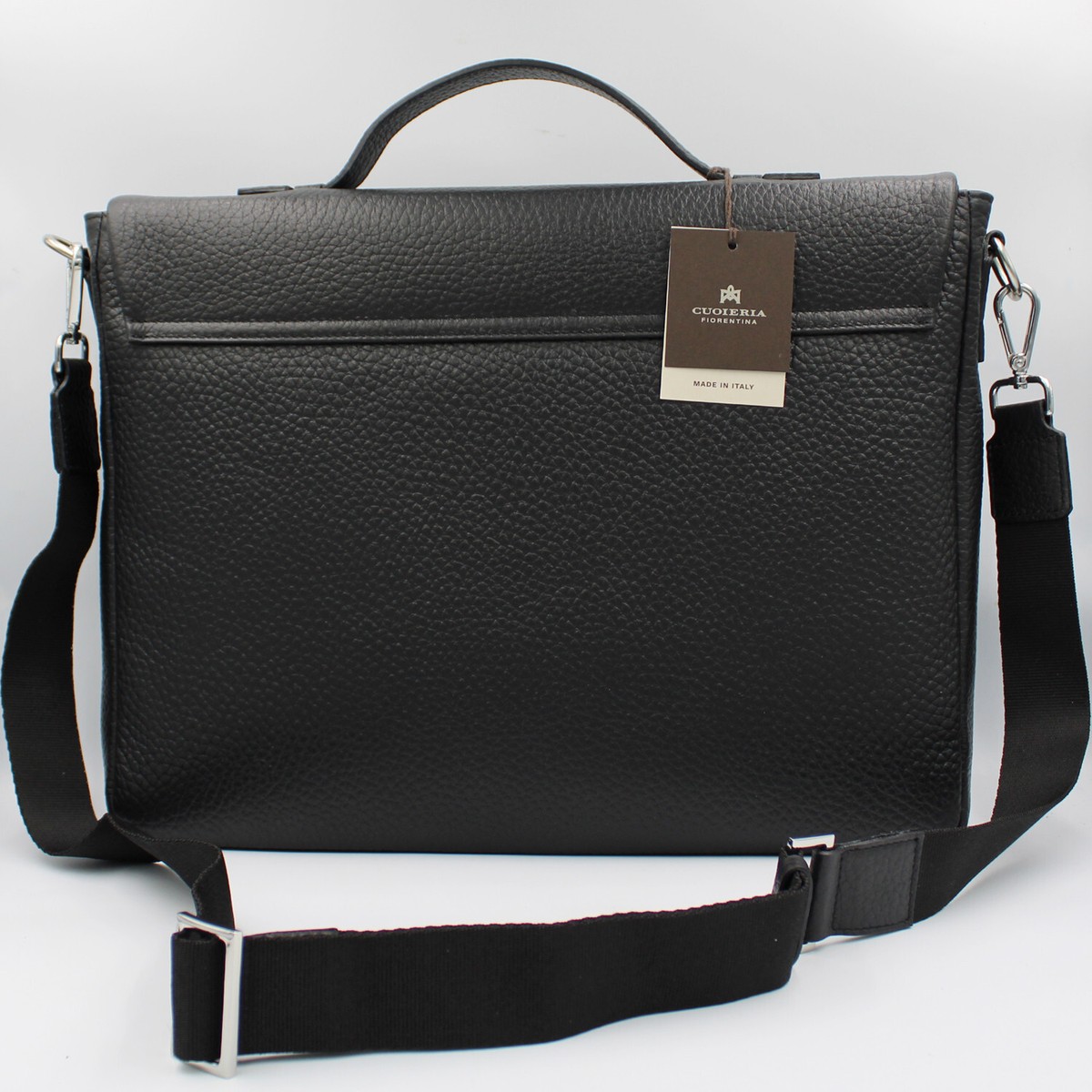 Cuoieria Fiorentina Men's black leather laptop classic briefcase