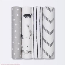 Flannel Baby Blanket - Cloud Island Two by Two Animals - 4pk