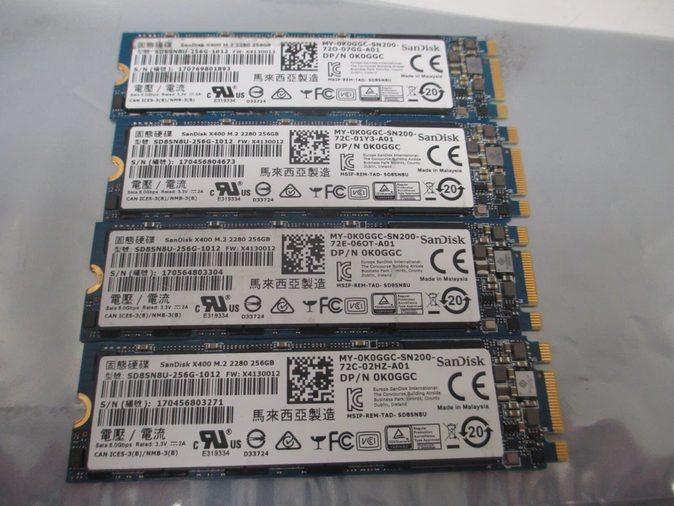 Lot of 4 Sandisk 256GB X400 M.2 2280 SSD 0K0GGC - Image 2 of 4