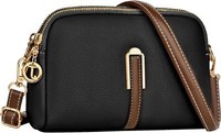 Teuen Kleine Damen UmhäNgetasche Crossbody Leder Schultertasche Schwarz
