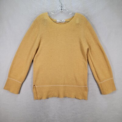 B Young Women Sweater Size M Yellow Knit Lightweight Round Neck Classic Pullover