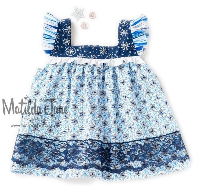 New Girls Matilda Jane Platinum Blue & Gold Dreidel Shabby Top size 8 NWOT New Girls Matilda Jane Platinum Blue & Gold Dreidel Shabby Top size 8 NWOT