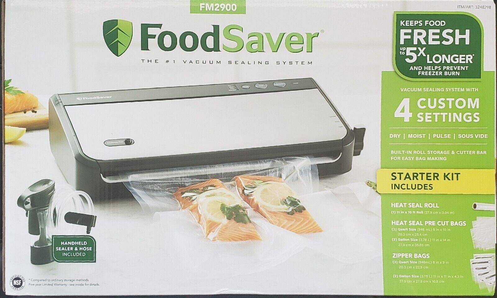 FoodSaver FM2900 Vacuum Sealing System Keeps Food Fresh & Stored
