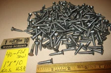 40--NEW-OLD STOCK, SLOTTED FLAT HEAD STEEL WOOD SCREWS  1" LONG X #10=3/16"