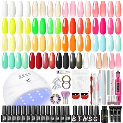 Gel Nail Polish Set With Lamp Drill Poly Extension Nail Gel Set Base Top Coat
