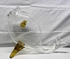 LARGE MCM Vintage Blenko Style Fish Gold/Amber Clear Glass Vase Fish Sculpture