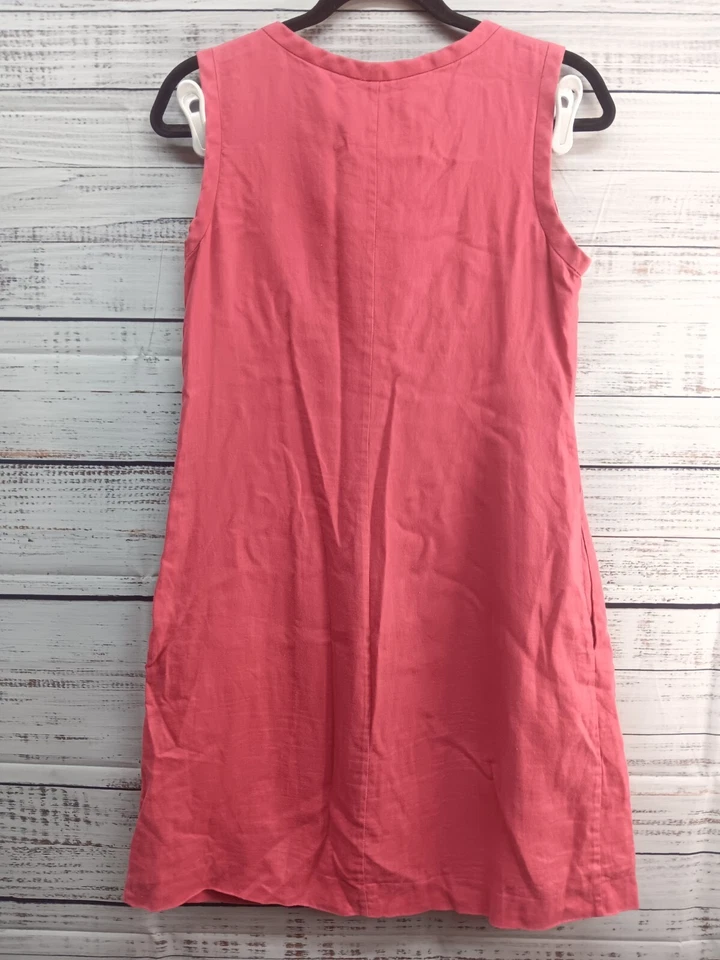 Banana Republic солнце платье женщин 2 красный 100% льняной молнии без рукавов - Изображение 2 из 4