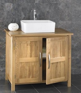 90cm Freestanding Bathroom Cabinet Solid Oak Vanity Unit Ceramic Inc Image Is Loading 90cm Freestanding Bathroom Cabinet Solid Oak Vanity Unit