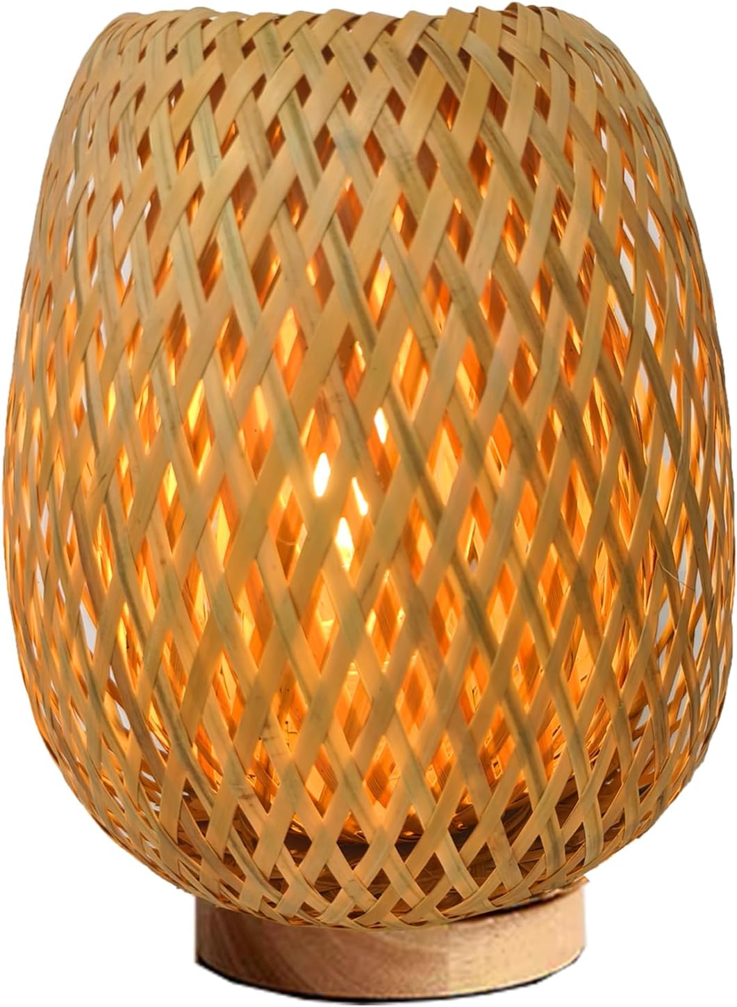 Table Lamp, Stepless Dimmable Small beside Lamp, Vintage Wicker Wooden Nightstan-image