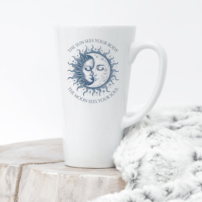 The Sun & The Moon Coffee Latte Mug 17 Oz Ceramic, Mystical Astrology Gift Cup