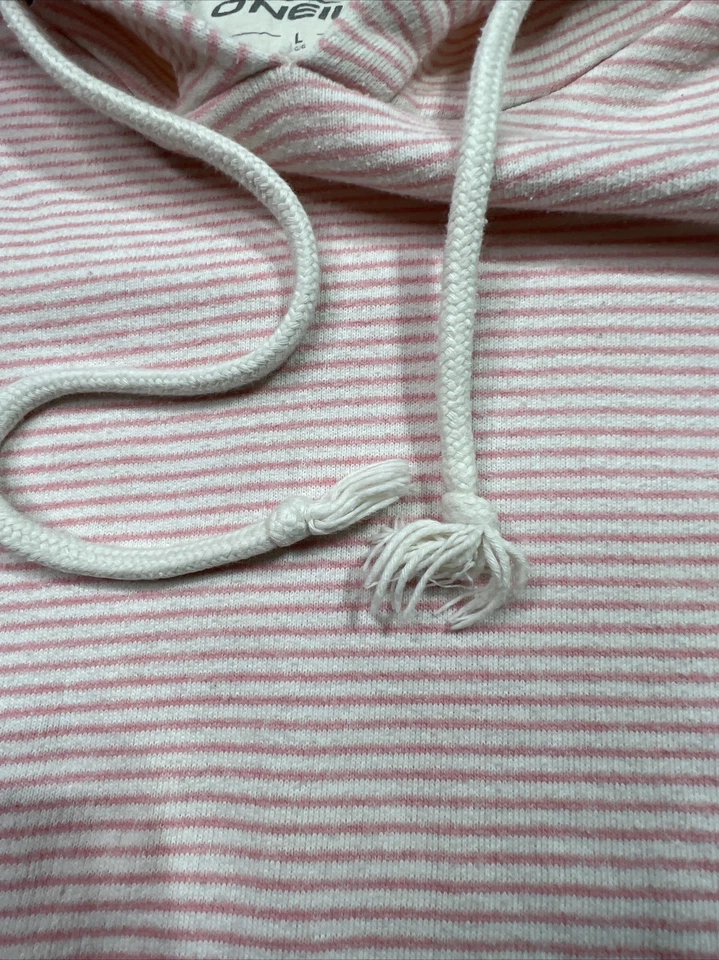 Suéter con capucha para mujer O'Neill talla grande rosa a rayas 100 % algodón Foto 3 de 4
