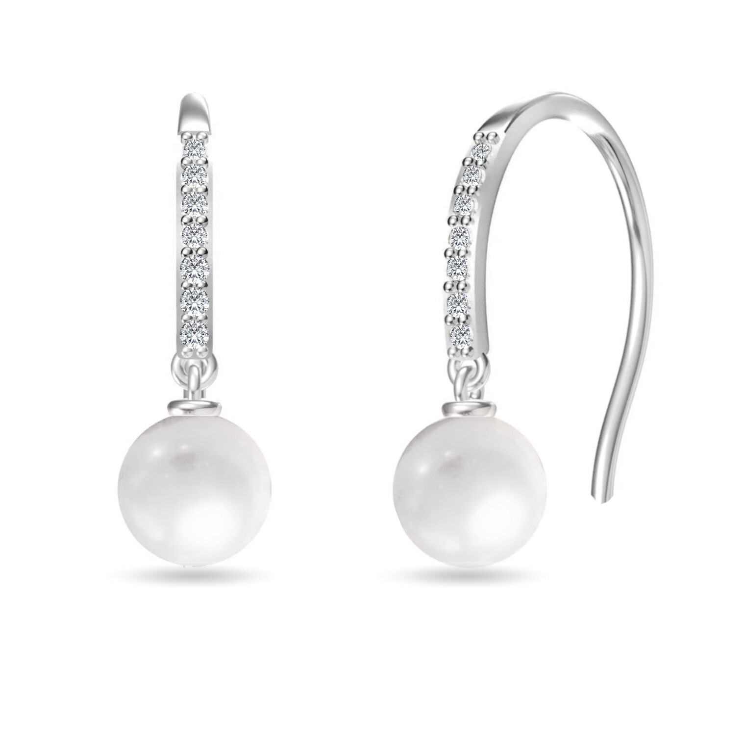 Natural Color Shell Pearl Drop Earrings - 10/12/14mm, Silver Plated Hook, Handmade (Imitation Pearl) 6 thumbnail image
